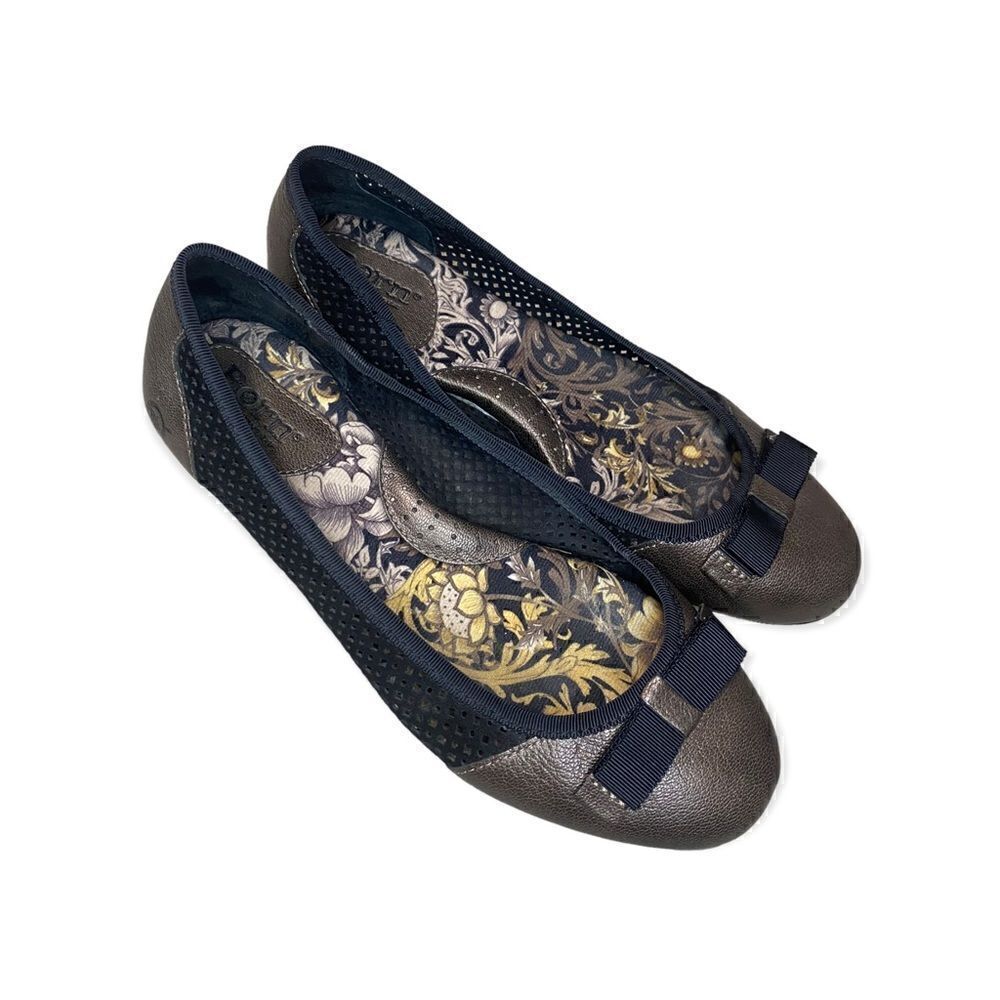 BORN Mardea Leather Flats in Black/Bronze